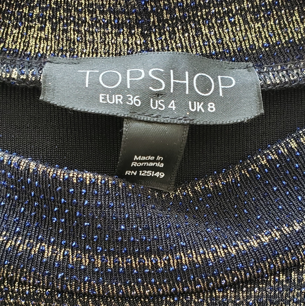 Topshop bodycon black and gold long sleeve dress - Picture 4 of 6